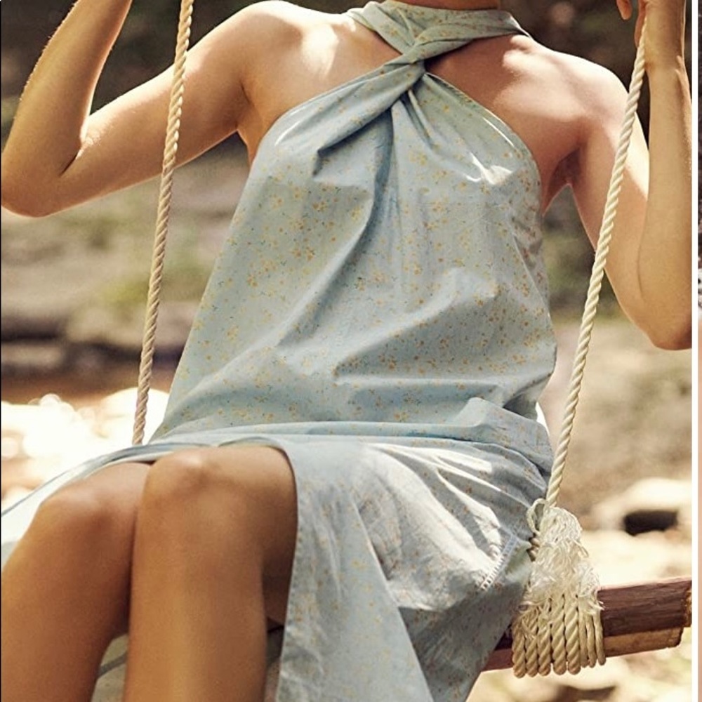 Ganni Light Blue Floral Maxi Dress
